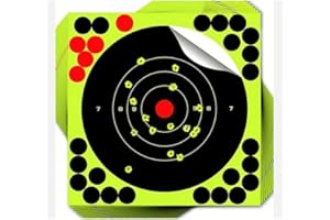 GALICA 50 CIBLES-20cmX20cm-Cible adhésive réactive -Haute visibilité Splash Effect Hallo Jaune Fluo réactif Autour de l'impact-tir de Loisir, Stand -Stickers de masquage Inclus, Plomb, 22LR, Airsoft