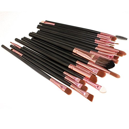 Eleacc 20tlg Make UP Pinsel Pinselset Schminkpinsel Kosmetikpinsel Kosmetik Brush Schwarz-Roasgelb - 2