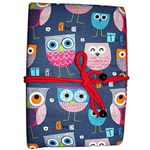 Bunte Eulen Buchhülle + Notizbuch - Farbwahl