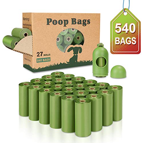Yingdelai Bolsas para Caca de Perro - 540 Unidades biodegradables Bolsas de residuos de Caca Rollos de Repuesto para Perros Incluyen 1 Ajustable Soporte de Velcro | perfumado