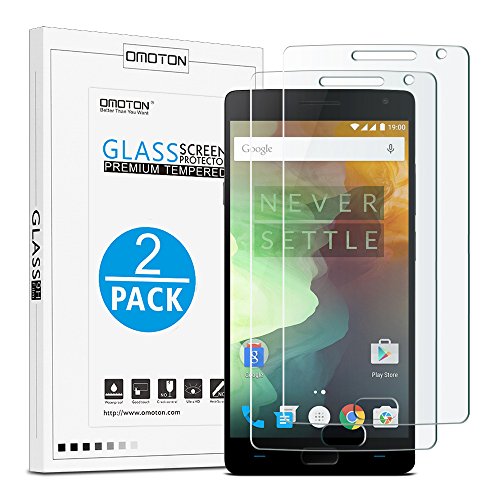OMOTON  2-Unidades  Cristal Templado Oneplus 2 Protector de Pantalla con 9H Dureza  Alta Definicion  Garant  a de por vida 