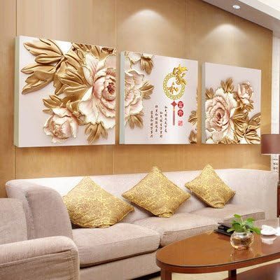 Pingofm The living room is decorated with paintings sofa background picture well field hanging picture modern minimalist bedroom no box murals home and wealth decorative painting,60*60,12mm,C