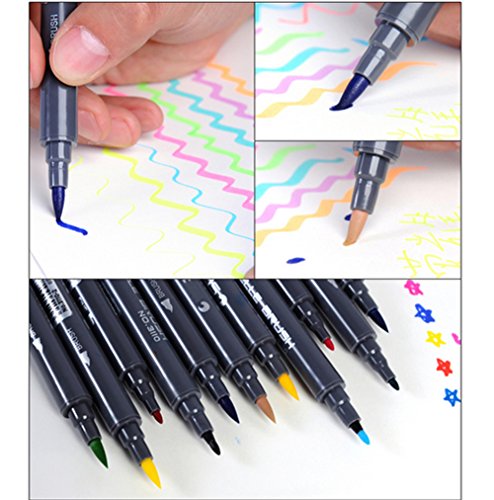 Pinselstift Set-18/24/36/48/80 Farben, Dual Spitze Watercolor Pinsel Stift auf Wasserbasis Marker für Skizzen, Malerei und Farben, Bunte Farben Pinselstift Set Vermischbare Pinselstifte Mit Flexiblen Echten Bürste Spitzen aquarell pen - 3
