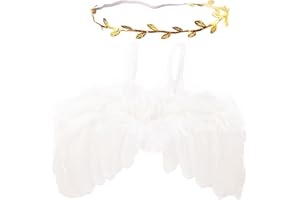 Nishine 2 PACK White Newborn Fuzzy Feather Angel Wings + Headband Set for Baby Cosplay Girls Costume Photography