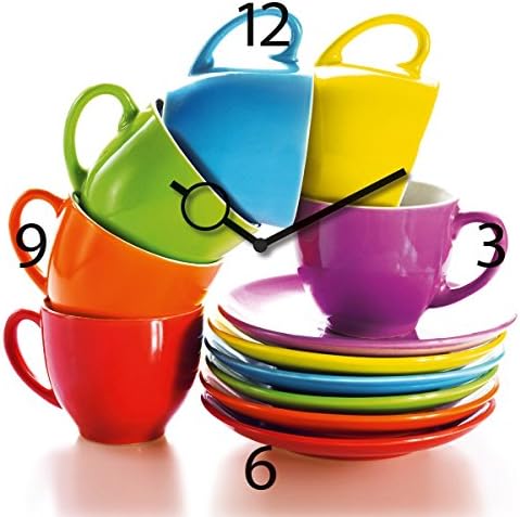 Platin Art Time Wall Clock, Joyful Espresso Drinking