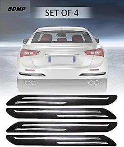 BDMP Car Bumper Protector Guard with Double Chrome Strip for Car 4Pcs - Black (for All Cars)