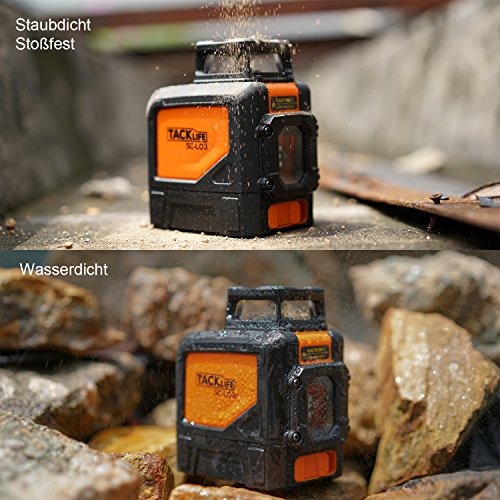 Tacklife SC L03 Klassischer Kreuzlinien-Laser mit Messbereich 30M und Neigungsfunktion, 360 Grad Horizontaler Linie, Linienlaser IP 54 Staub- und Spritzwasserschutz ( inkl. Schutztasche, Magnetische schwenkbare Haltung) - 5