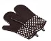 1Pair(2pcs) Seamless Silicone Non-Slip Oven Glove with Cotton Cuff (Brown)