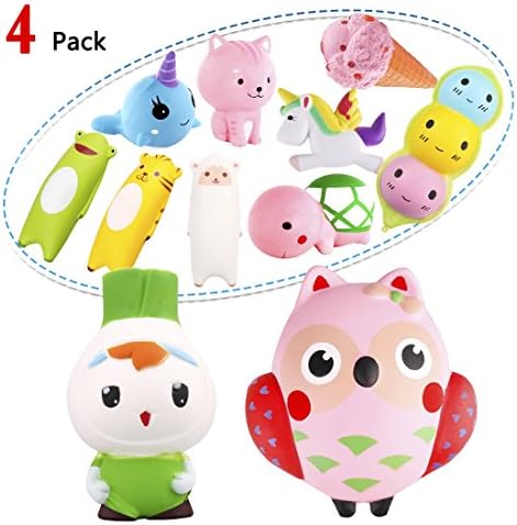 ZesGood Squishies Toys Slow Rising, Squishies Packages Jumbo Kawaii Scented Slow Rising Squeeze Toy for Kids and Adults - Cute Gift for Stress Relief ( Random 4 Pack )