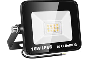 PICAA 10W LED Flood Lights Outdoor, Super Bright Security Lights, IP66 Waterproof Floodlight, Warm White (3500K) Wall Light, Perfect for Garden, Yard, Garage, Patio,Warehouse, Parking Lot