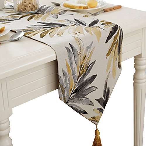 HUABEI Camino Tabla de Jacquard con hoja elegante para Home, Café decorativo