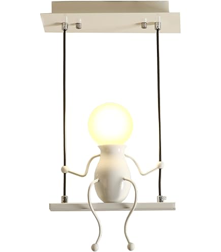 Suspension LED Humanoïde Vintage Barcelona – Lampe Poupée Articulée Noire – Douille E27 – Style Créatif Pour Chambre Enfant, Bar, Cuisine
