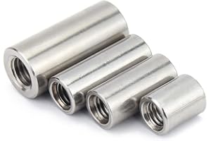 BOUACOUA M6 Manguito Roscado Tuercas Largas Roscada Redondas Tuerca de Conector Redondo Varilla Roscada Manguitos Roscantes de Acoplamiento Cilindrico M6x10x10 mm (5 pcs)