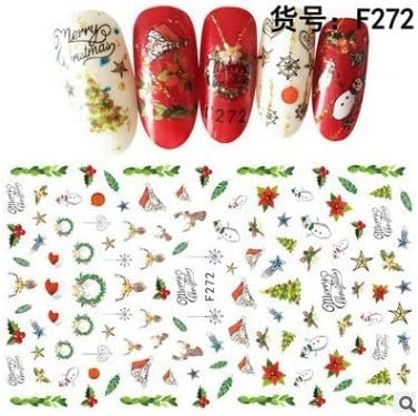 Fhouses Nail Stickers Adhesive Nail Sticker Waterproof Green Nail Sticker (ChristmasE)