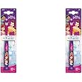 Princess Toothbrush with Protection Cap, Suction Cup, Comfortable Handle and Soft Bristles for Kids (Pack of 2)