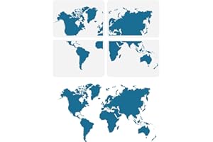 FINGERINSPIRE 4 Pochoir de Peinture de Grande Carte du Monde 21x29.7cm Réutilisable Modèle de Dessin de Combinaison de Carte du Monde Pochoir de Plaque Continentale pour Peinture Sur des Meubles Mural