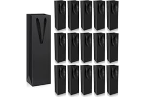 Aoreun Bolsas para Botellas, 15 Piezas Bolsas de Papel Kraft para Botellas con Asa Packaging, para Fiestas, Bolsa de Regalo para Vino (11 x 9 x 35 cm) (Negro)
