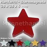 38 x 38 x 6 mm 20 Stern Magnete - Pinnwandmagnete Sterne Ferrit - rot