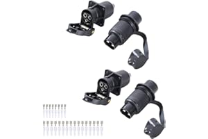 Feuunly 2 Piezas x Enchufe Remolque 3 Pines Y Zócalo Remolque 3 Pines 12V, Conector 3 Pines Impermeable Remolque, Adaptador Enchufe Remolque Conector 3Pines, Para Tractor Remolque(4 Puntos De Montaje)