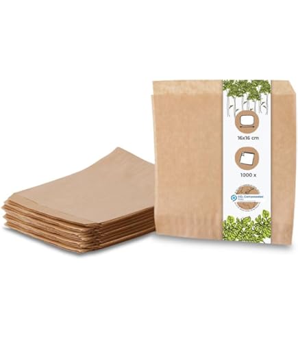 SKIR'CO 250x Papiertüten Für Lebensmittel - Fettdichte Burger Beutel 17x17cm Für Fast Food & Snacks