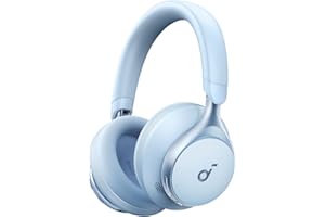 Soundcore by Anker Space One: adaptacyjne słuchawki z ANC, 2x silniejsza redukcja głosu, 40h odtwarzania z ANC, obsługa aplikacji, bezprzewodowy dźwięk LDAC, wygodne dopasowanie, (niebieski)