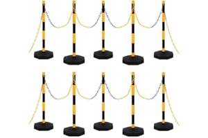 vidaXL Ensemble de Poteaux à Chaîne avec Chaîne en Plastique Panneaux de Sécurité Signalisation Circulation Avertissement Entrepôt Parking 10 m