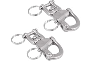 Keenso Mousqueton Pivotant à Emerillon, Maillons Rapides Crochet à Ressort Rapide à Largage pour Drisse de Voilier Bateaux en Acier Inoxydable 316