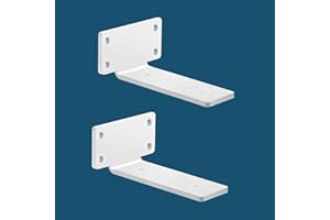 MLOQI 2 Piezas Escuadras para Estanterias, Soportes para Estantes, Escuadras Metalicas de L, Grueso de 5 mm con Tornillos Capacidad de Carga 50 kg (Blanca 20 cm)