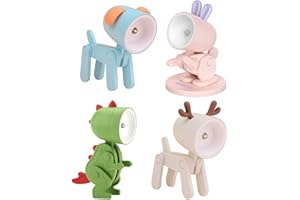 ‎USMEI USMEI Mini Nachtlicht, Cute led hund nachtlicht, kreative Cartoon Haustier Hund und Hirsch Faltbare Kleine Tischlampe mit Handyhalter, Kawaii Raumdekor Tier Kleinkind nachttischlampe (4 Pack-A)