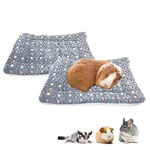 2 Pack of Square Plush Guinea Pig Pillow, Cozy Hamsters Sugar Glider Hedgehog Sleep Bed, Rabbit Cage Accessories Mat