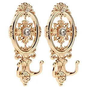 Imported 2 pcs Vintage Gold Oval Curtain Hanger Tieback Wall Mounted Hook Holder