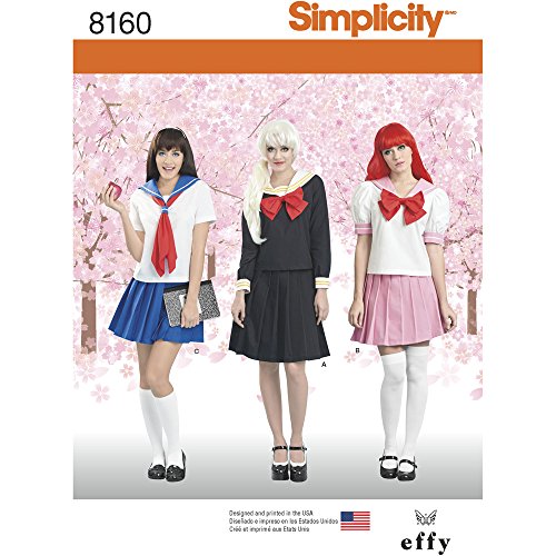 SimplicitySimplicity Pattern 8160 Effy Sews Cosplay Misses' Costume, Paper, White, Carpet Uni Red Size: 60x110cm