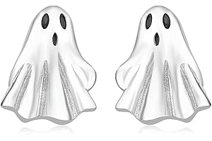 LINSTER Boucles d'oreilles d'Halloween en argent sterling 925 avec citrouille, chauve-souris, araignée, fantôme, bijoux de fête d'Halloween, visage souriant, citrouille pour femmes filles