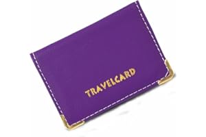 FATASH Travel Card Holder, PU Leather Oyster Card Cover, Bus Pass, Rail Ticket, Photo ID Wallet with 4 Pockets, Compact & Slim Unisex RFID Blocking Credit Card Case for Men, Women & Kids - Purple