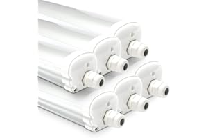 HOFTRONIC - Lot de 6 Réglette LED 150 cm - IP65 extérieur étanche - 48W 5760 Lumens - 4000K neutre blanc - Connectable - pour Cave, Garage, et l'entrepôt - Lampe Fluorescente LED étanche