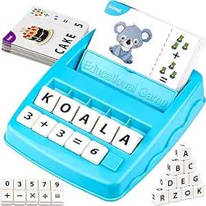 PATPAT Flash Cards for Kids,Educational Toys for Kids Early Learning Maths Games Flash Cards Matching Letter Game Kid Gmaes Toys for 3-8 Year Old Birthday Gift for Girls Boys (Upgrade Edition-Blue)