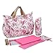 Produktbild Amazemarket Mode Blumen Mama Handtasche Baby Windel-Tasche Schulter Reise Tasche Dauerhaft Multifunktion Kinderwagen Hängend (Rot)