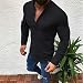 Produktbild Swallowuk Herren Langarmshirt Baumwolle Leinen V-Ausschnitt Slim Fit T-Shirt Oberteile Fitness Shirt Casual Pullover Sweatshirt (5XL, Schwarz)