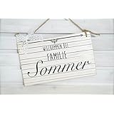 Türschild für die Haustür in Holz / weiß und schwarz