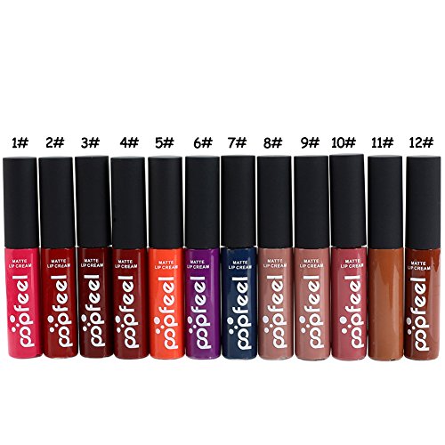 ROPALIA 12 Stück Matte Lip Gloss Set Wasserdicht Langlebig Nicht verblassen Lippenstift Makeup Tool - 3