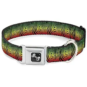 Buckle-Down Seatbelt Buckle Dog Collar - Zebra Head Rasta - 1