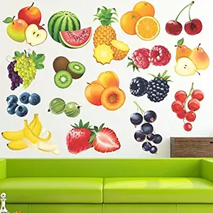 StickMe Colourful Furits Baby - Kids - Learning Education Nursery Pre School Kinder Garden Wall Sticker -SM408 (Multi Colour, Vinyl - 100cm X 70 cm )