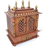 Jodhpur Handicrafts Wooden Temple for Home (Copper and Golden)