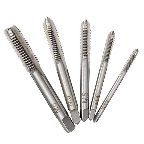 Fortag 5 teilig HSS Gewindebohrer Set Handgewindebohrer Satz Schälanschnitt Metrisch Bohrer Schraube Senker Werkzeuge Bohrer-Bit Set M3-M8