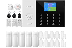 Clouree Sans fil Systèmes sécurité pour la Maison, Alarmes Maison Kits, Système d’Alarme Domestique WiFi avec sirène, capteur de Mouvement PIR, télécommandes, capteur de fenêtre/Porte(24pcs-Alarm Kit)