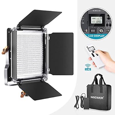 Neewer 480 LED Panneau 2,4G - Lumière Vidéo Torche Bi-Couleur LED Panel Réglable avec LCD Ecran et Commande sans Fil 2,4G pour Portrait Produit Photo Studio avec Support U et Coupeflux