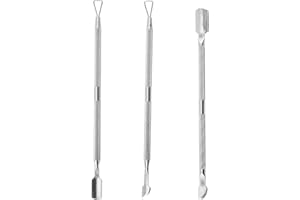 laoxiangji 3 Piezas Empujador de Cutículas de Doble Cabeza,Empujador Cuticulas,Herramienta Profesional de Acero Inoxidable para Limpieza de Uñas,para Manicura y Pedicura