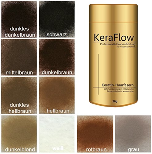 KeraFlow SCHÜTTHAAR STREUHAAR HAARVERDICHTUNG -28g- MIT SOFORTEFFEKT GEGEN TEILGLATZE UND LICHTES HAAR (schwarz)