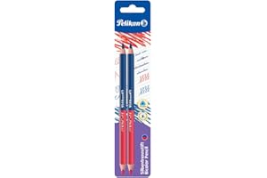 Pelikan Matita Bicolore Rossa Blu, 4 mm, Impugnatura Ergonomica Triangolare, Matite Colorate Ideali per Scuola, Maestri, Insegnanti e Professori, 2 Pezzi