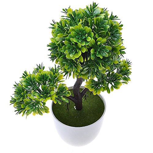 Kompassswc künstlicher bonsaibaum Kunstbonsai Kunstpflanzen MIT Töpfchen Zimmer Party Dekor Kunstbäume Topfpflanzen 26cm Höhe (Grün) - 2